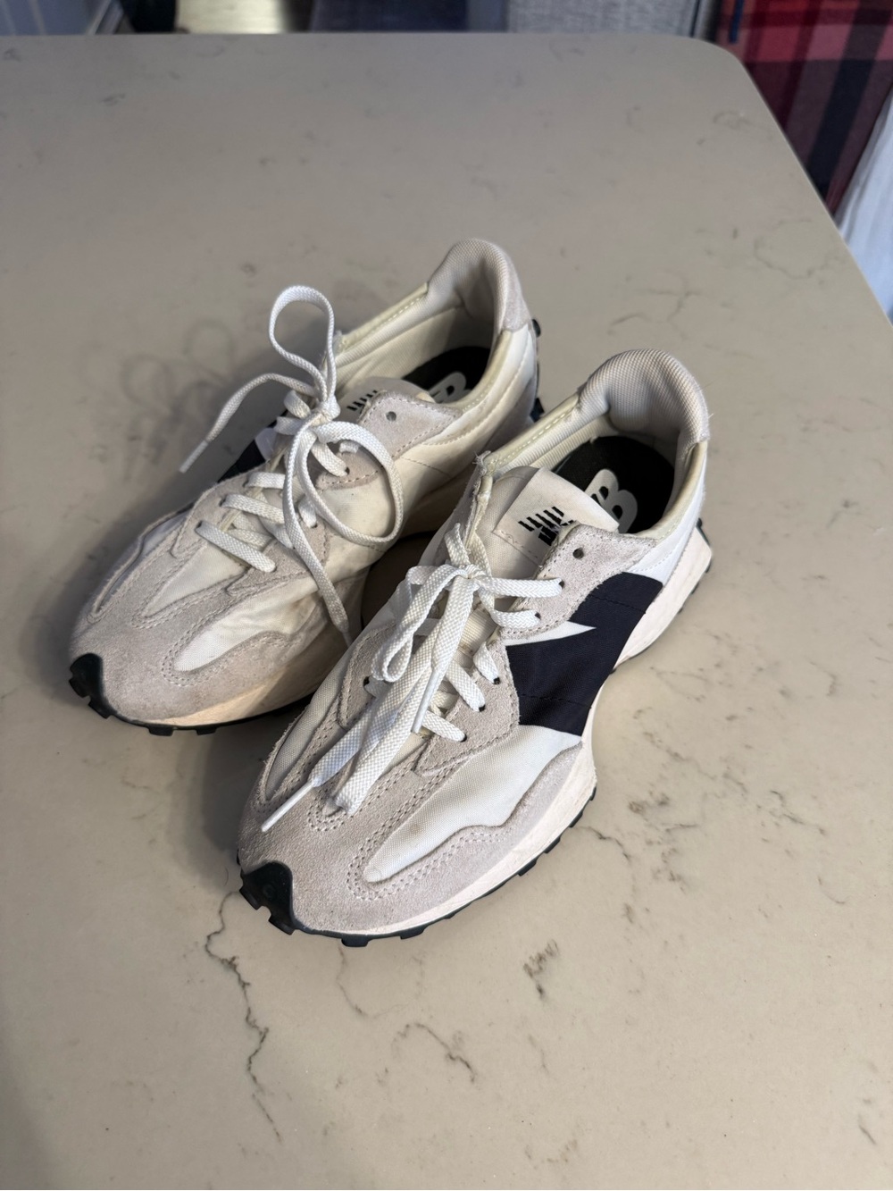 New Balance Off-White and Black Trainer Sneakers